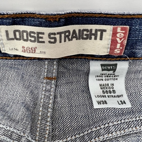Levi's Men's 569 Loose Straight Fit Jeans Medium Wash Size 39W x 34L Cotton - Picture 10 of 13